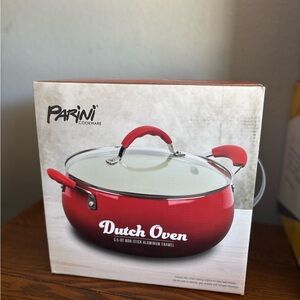 Parini Red Dutch Oven with Glass Lid